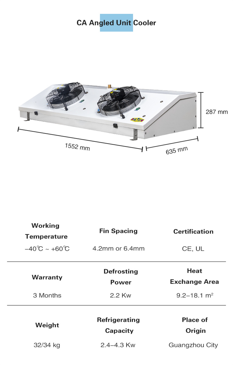 CA angled unit cooler